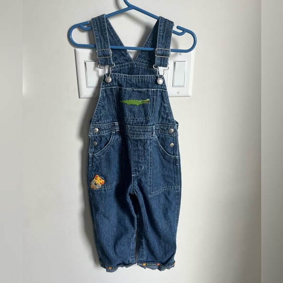 Kru Little Denim Jungle Friends Overalls Size 24 Months Y2K - Picture 7 of 8
